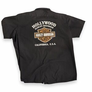 Auth Retro Harley Davidson Men's Work Shirt Hollywood CA Store Dickies 3XL
